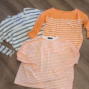 Striped Womens Shirt Set - Orange, White, Black